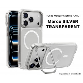 Funda 17 Pro Max MAGSAFE Acrylic HARD Silver Transparent